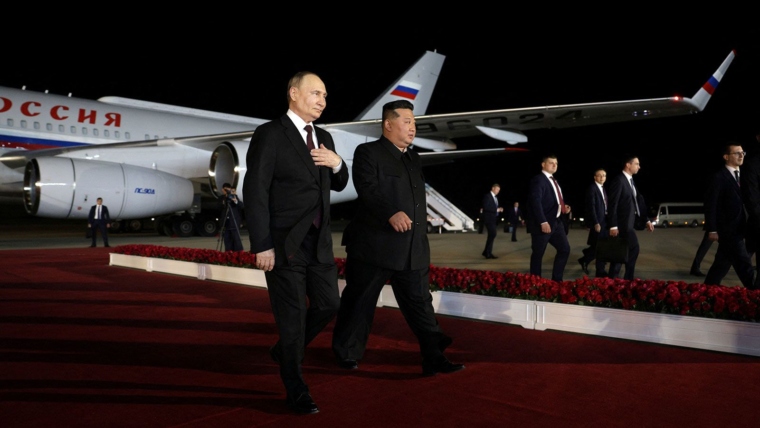 Russian President Vladimir Putin arrives in North Korea for a state visit