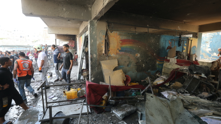 22 Martyrs due to an Israeli attack on a Gaza school sheltering displaced Palestinians