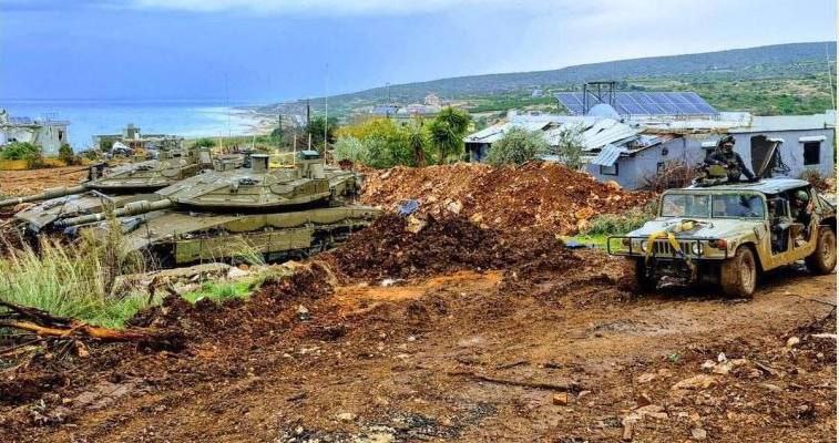 Israeli Occupation Army Advances in 5 Lebanese Areas, Showcases Military Vehicles in Naqoura